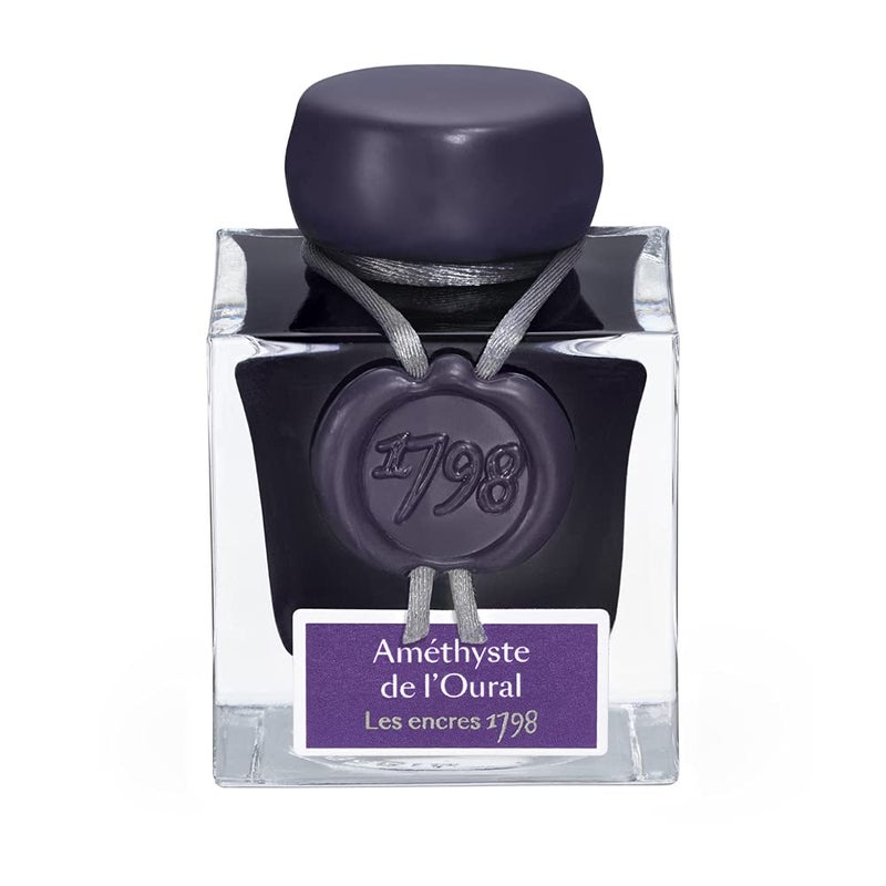 Jacques Herbin J. Herbin 1798 Anniversary Inks - Silver Sheen 50 ml Bottled - Amethyste de L'Oural (Rich Deep Purple Ink) - Image 3